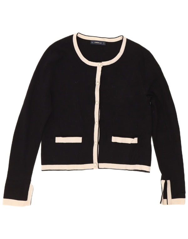 Zara Womens Crop Cardigan Sweater UK 10 Small Noir Colorblock
