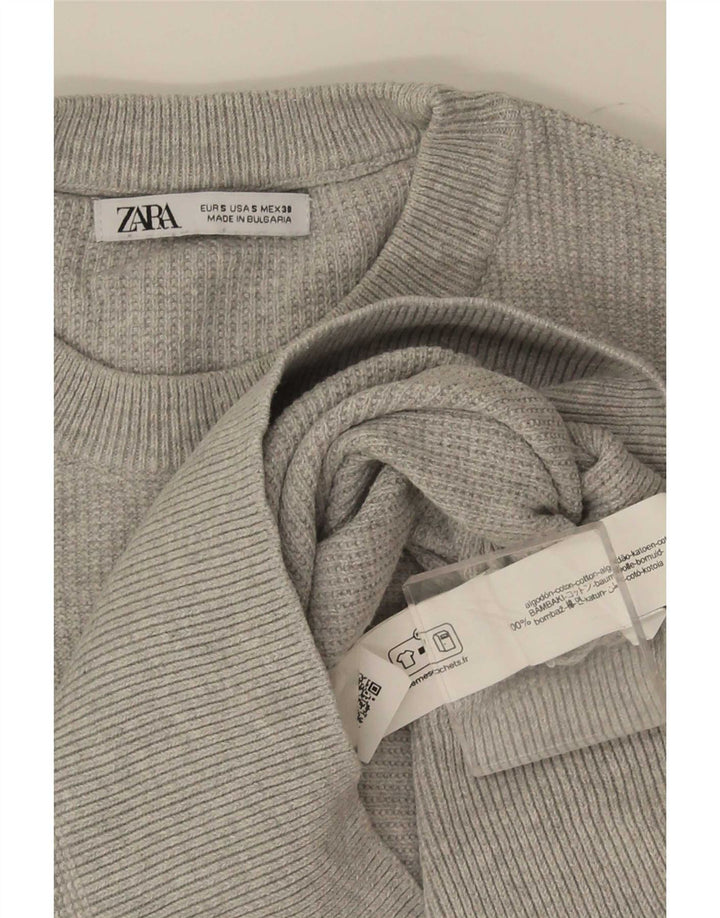 Zara Pull à col rond pour homme Petit gris Coton