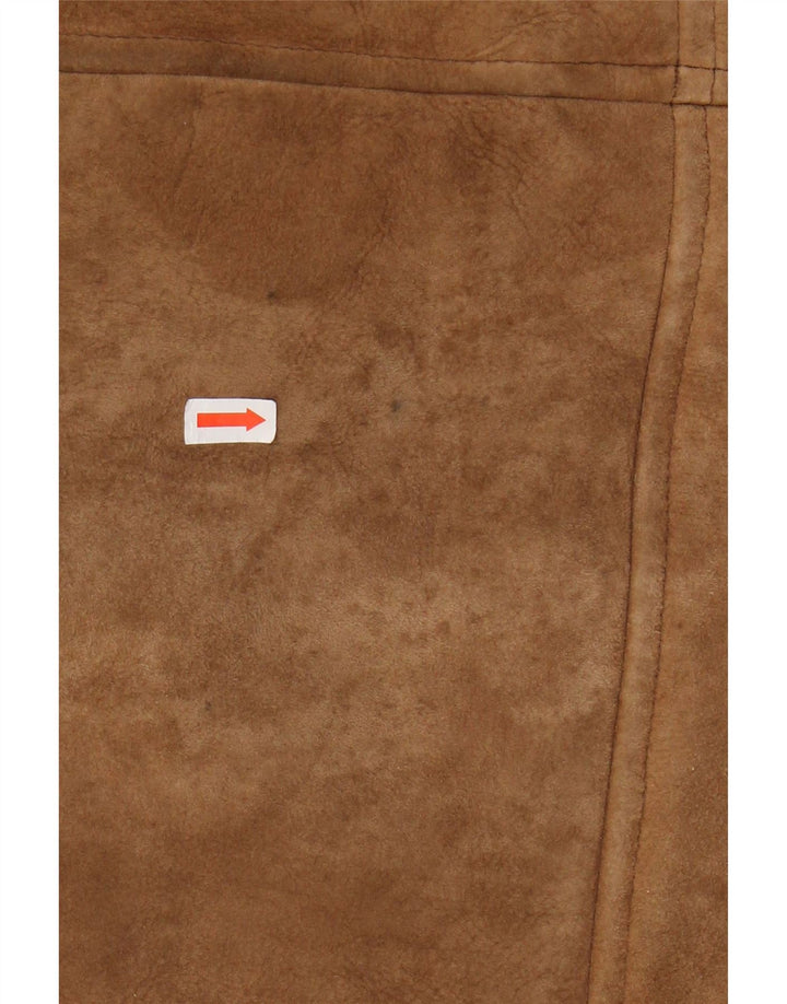 VINTAGE Veste en peau de mouton double boutonnage pour homme UK 36 Petite peau de mouton marron