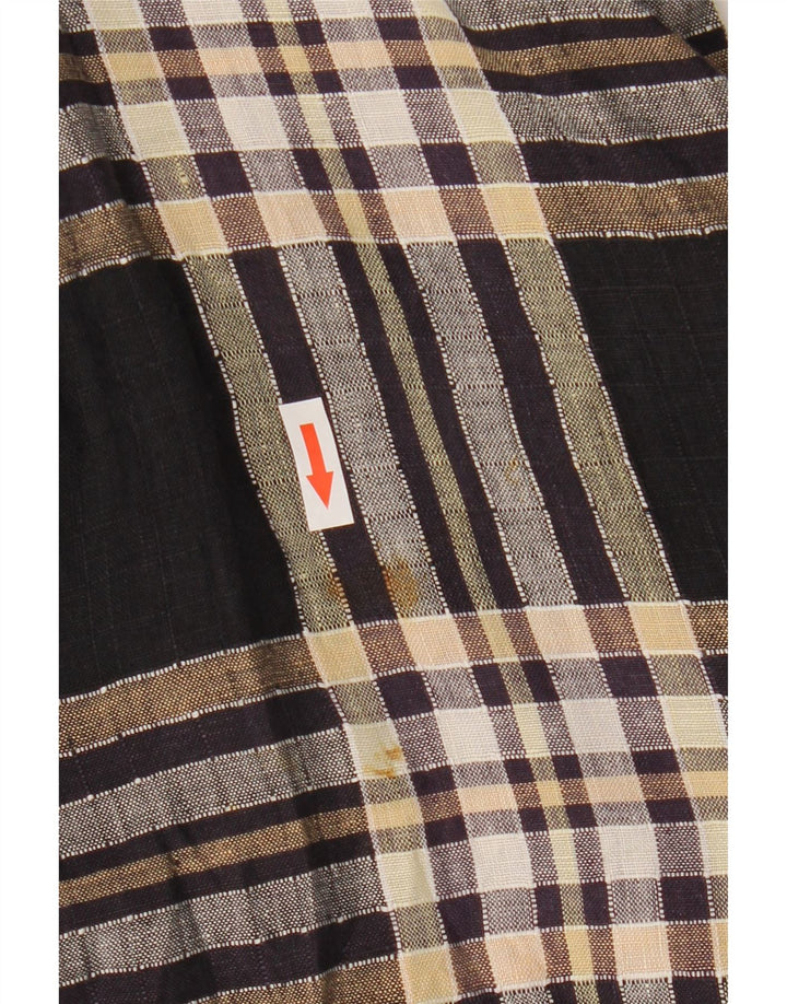 Vintage Femme 1 Bouton Manches Courtes Blazer Veste IT 44 Moyen Noir Plaid