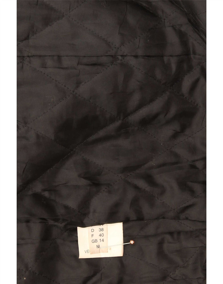 manteau en cuir femme vintage UK 14 Moyen Noir