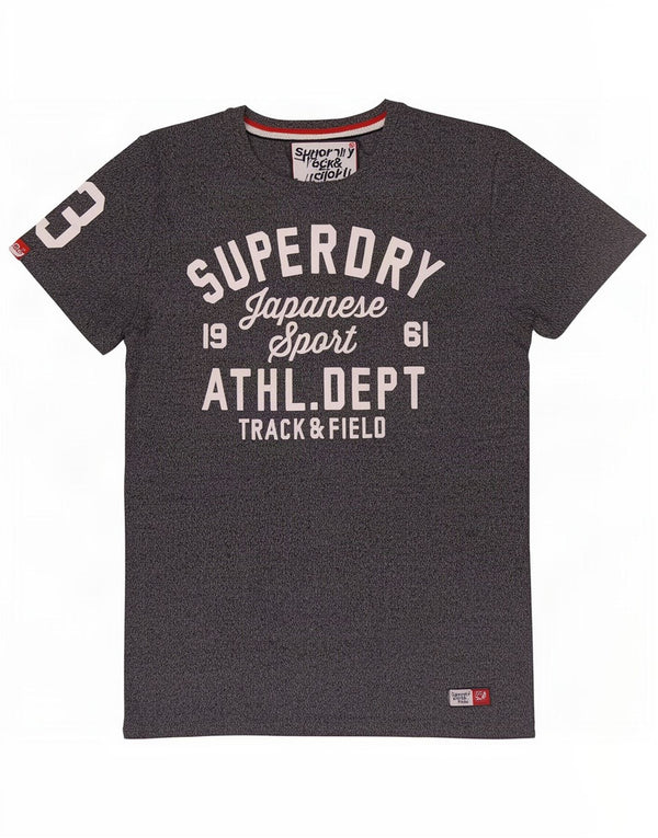 Superdry T-Shirt Graphique Homme Gris Moyen Moucheté Coton