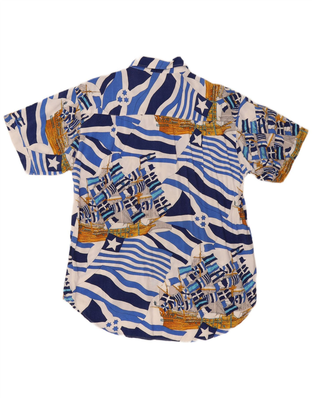 Harrison & Son Chemise à manches courtes à motif abstrait pour hommes, grande viscose bleue