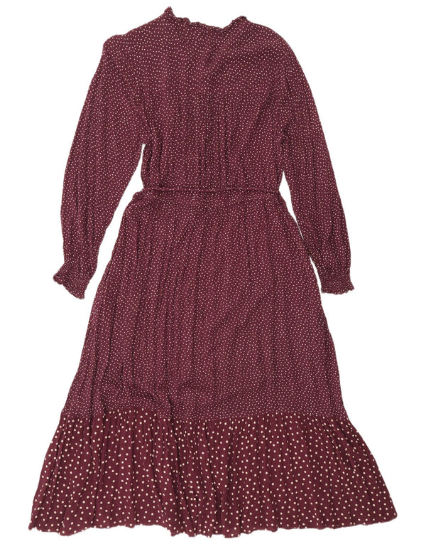 Fat Face Robe longue à manches longues pour femme UK 12 Bordeaux moyen à pois