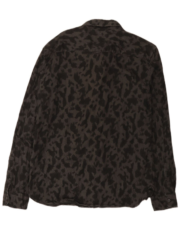 All Saints Chemise à Motifs Abstraits Homme Large Noir Coton