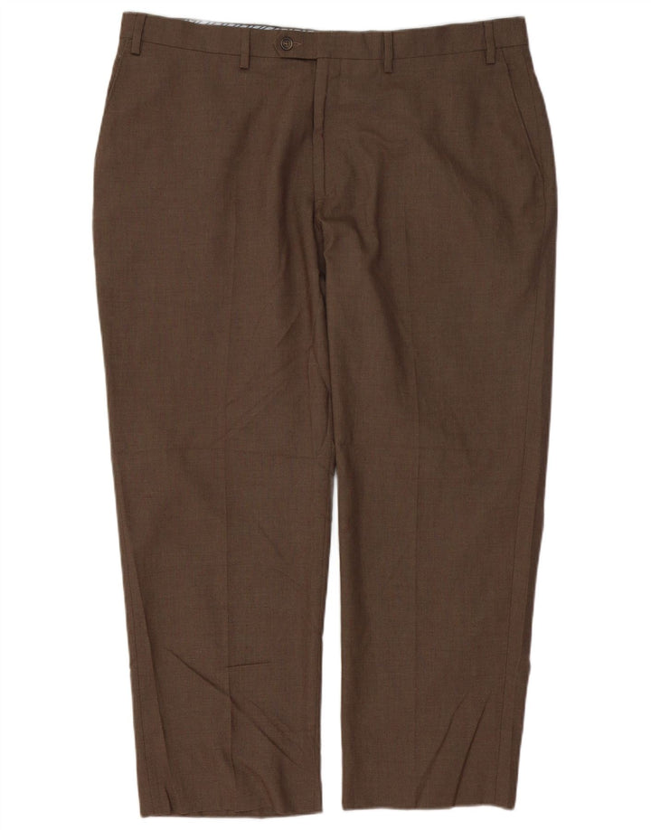 Izod Pantalon de Costume Droit Homme W40 L29 Marron Polyester