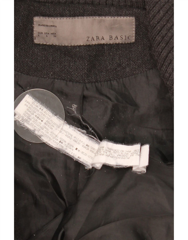 ZARA Manteau Femme UK 14 Grande Laine Grise