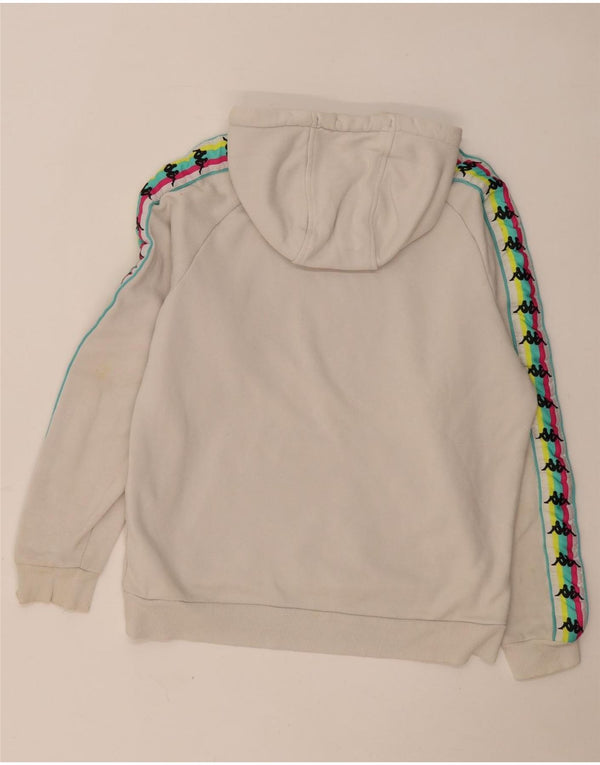 Kappa Womens Graphic Hoodie Jumper UK 14 Medium Grey Colourblock Cotton