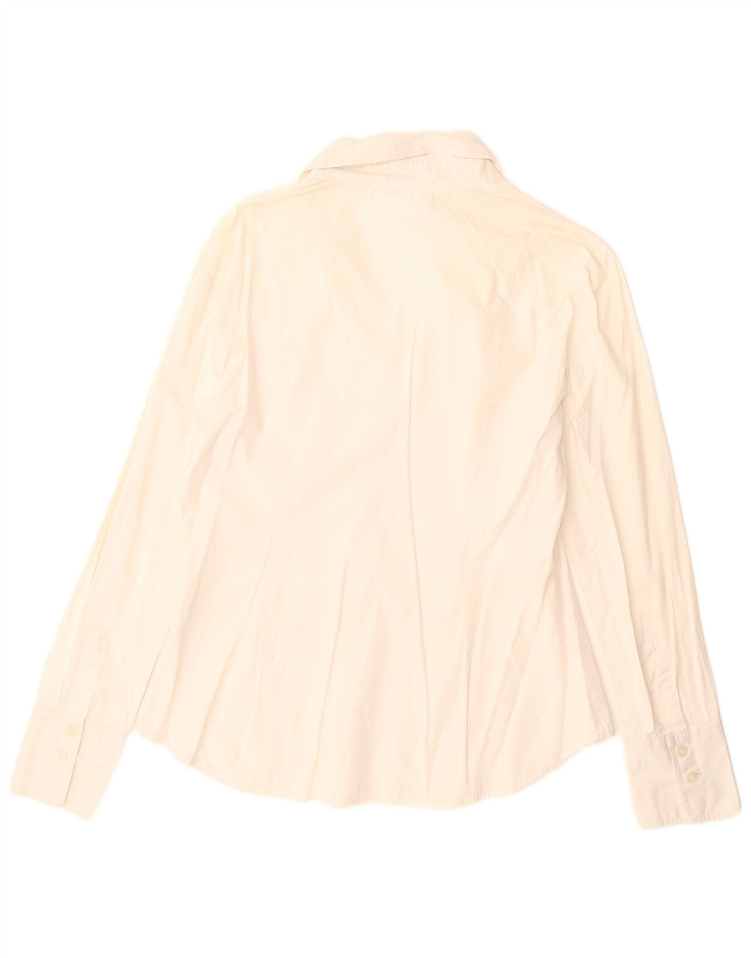 Benetton Chemise Pull Femme UK 16 Large Coton Blanc Cassé