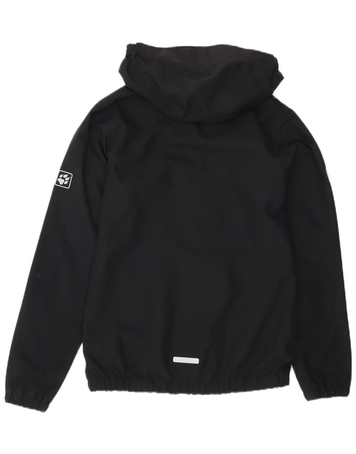 Jack Wolfskin Veste de pluie à capuche graphique pour garçon 11-12 ans Noir Polyester