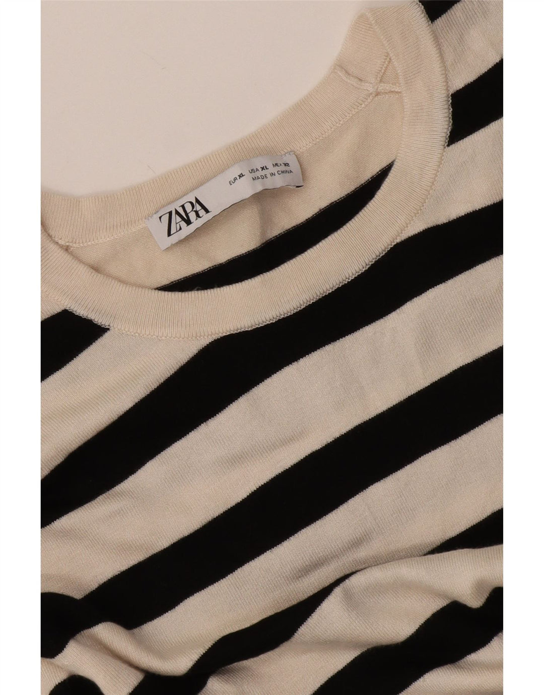 Zara Femme Chemisier Top UK 18 XL Blanc Rayé