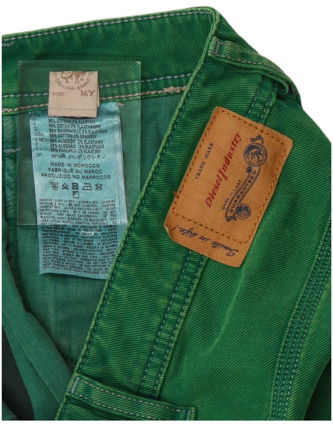 DIESEL Short en Jean Garçon 15-16 ans W32 Vert Coton