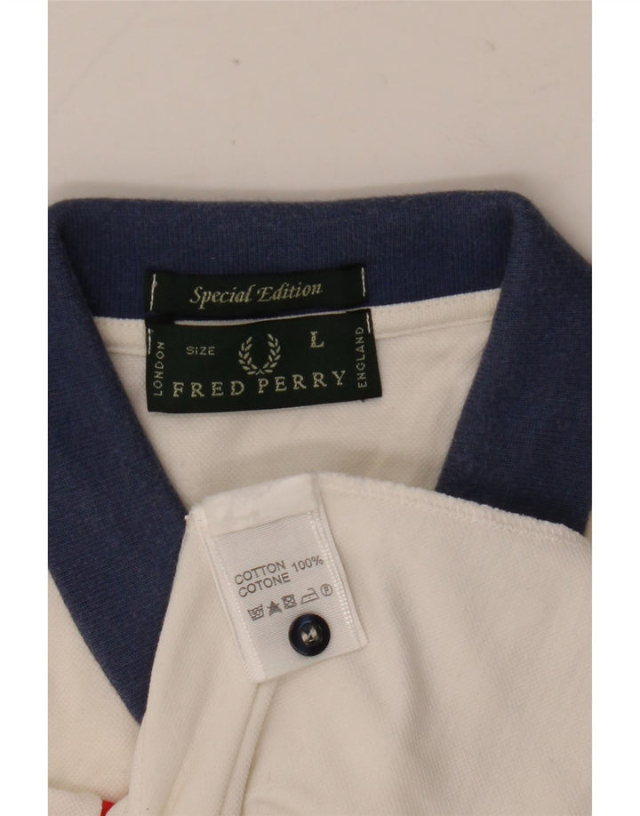 Fred Perry Polo de Rugby Homme Grand Blanc Coton