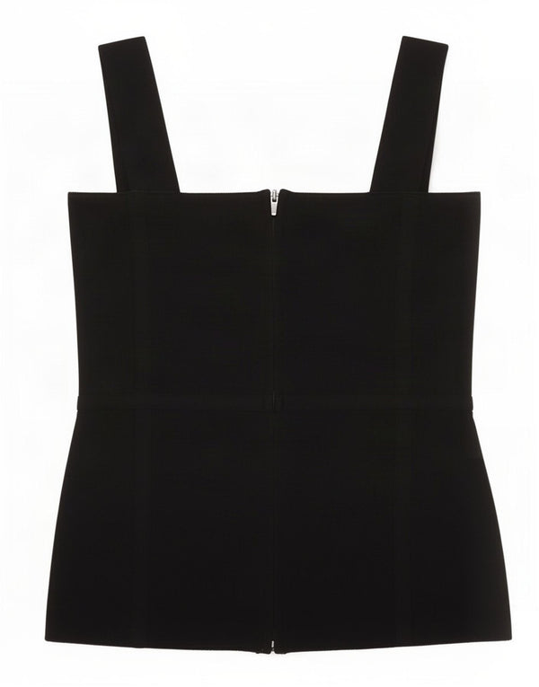 Zara Femme Crop Top UK 8 Petit Nylon Noir
