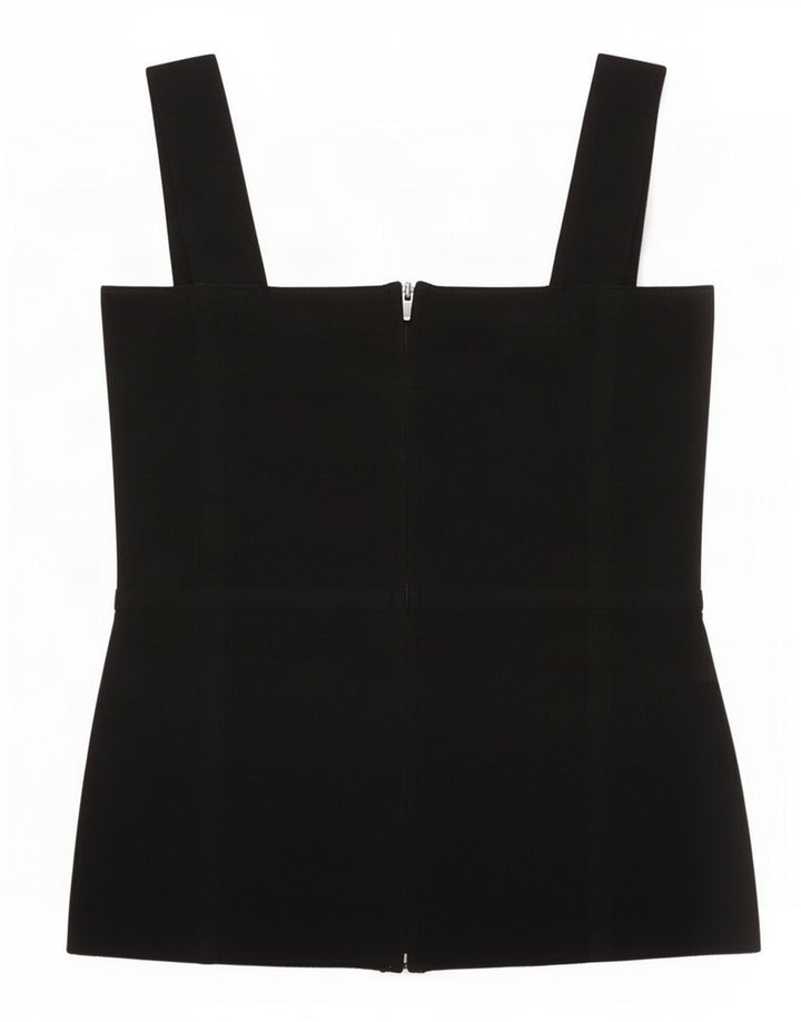 Zara Femme Crop Top UK 8 Petit Nylon Noir
