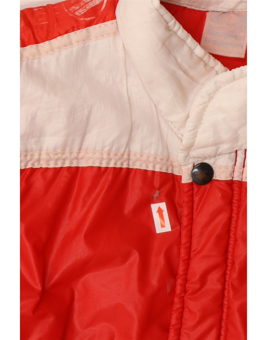 vintage Mens Gilet Rembourré UK 36 Petit Rouge Colourblock Polyamide