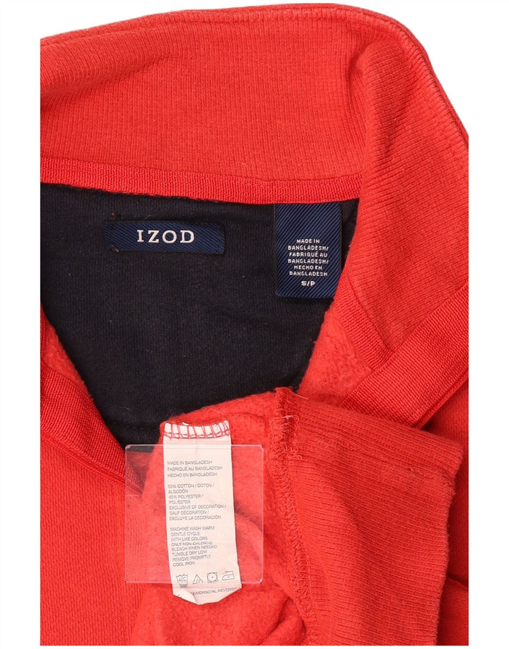 Izod Mens 1/4 Zip Sweatshirt Jumper Petit Rouge Coton