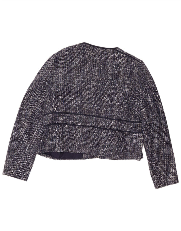 Hobbs Veste Blazer Courte Femme UK 18 XL Bleu Marine Moucheté