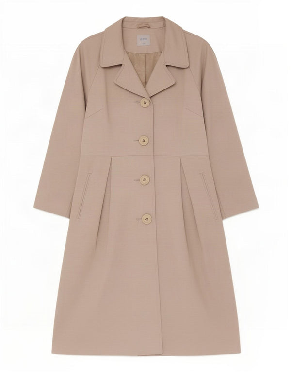 Zara Womens 3/4 Sleeve Overcoat UK 12 Medium Beige Cotton