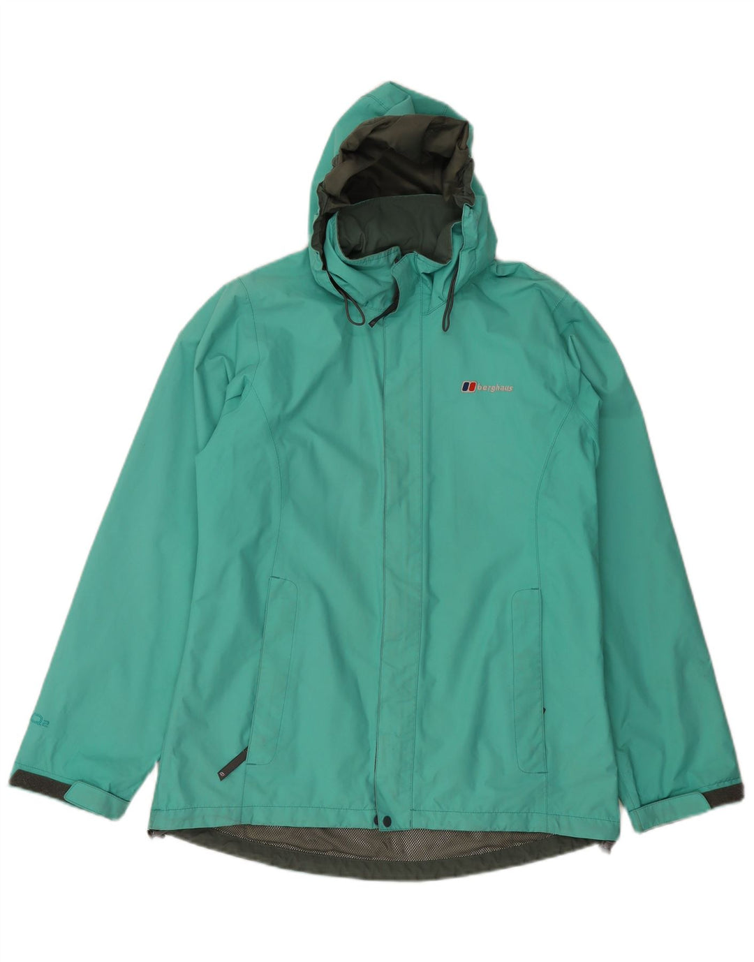 BERGHAUS Womens Hooded Rain Jacket UK 14 Large Turquoise Polyamide