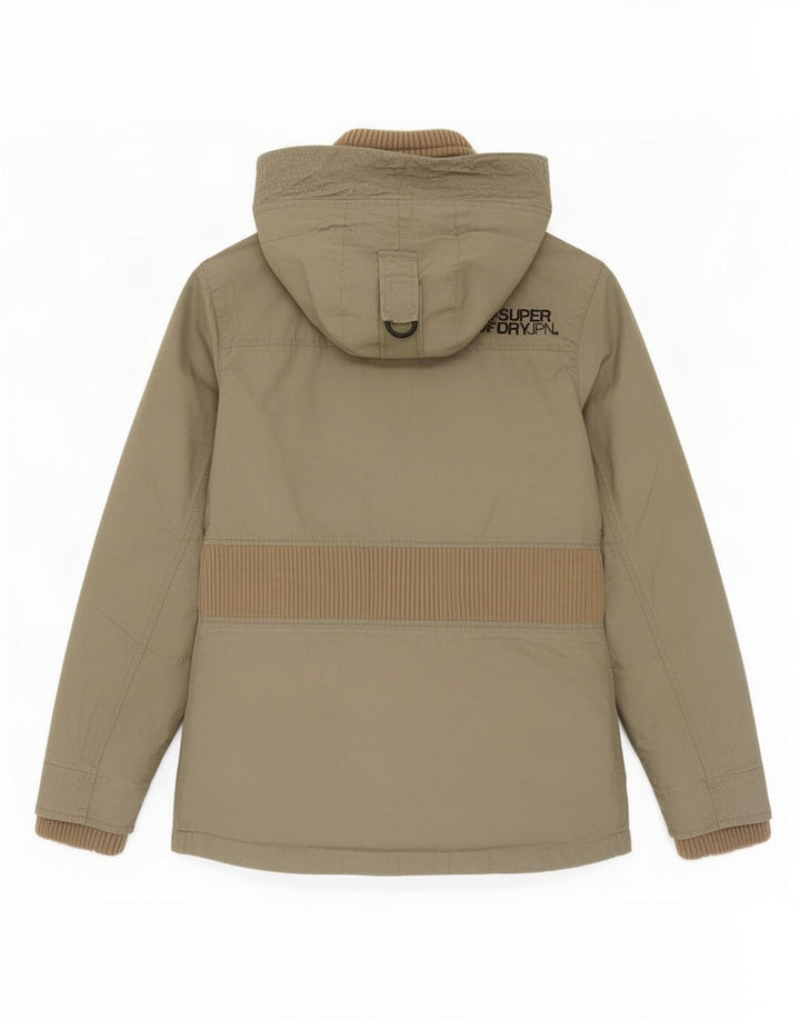 Superdry Parka à capuche pour femme UK 12 en coton kaki moyen