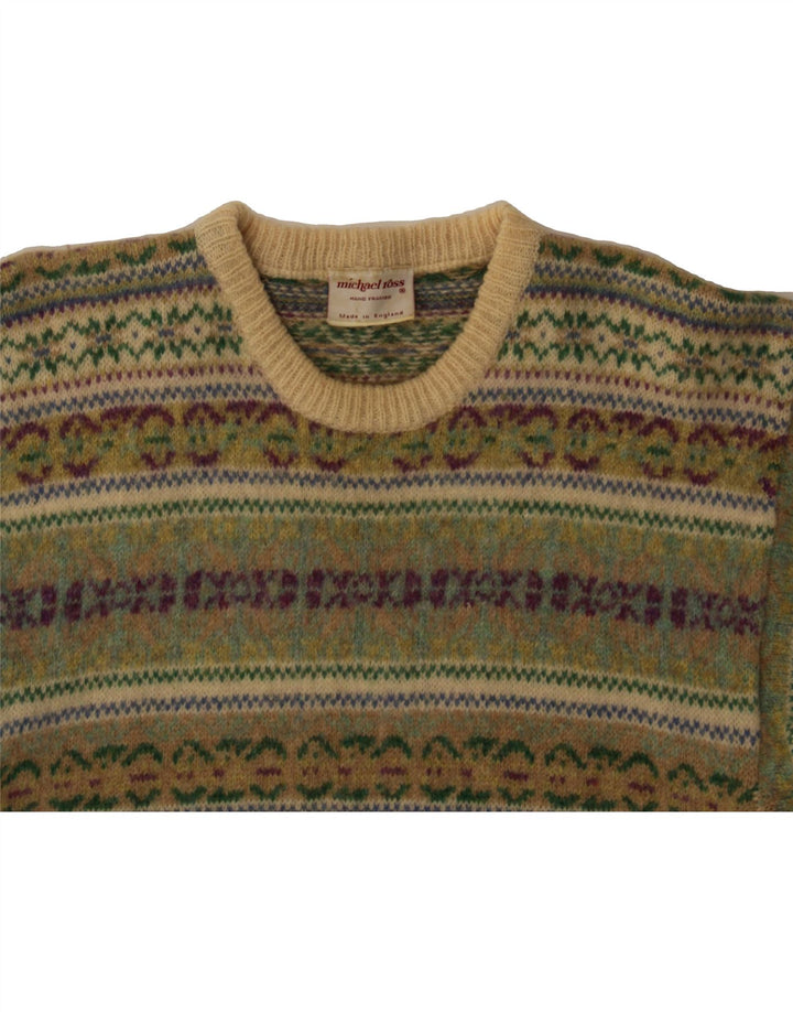 MICHAEL ROSS Pull à col rond pour homme Petit vert Fair Isle