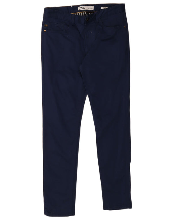 Zara Pantalon Chino Skinny Homme EU 42 Large W32 L30 Bleu Marine Coton