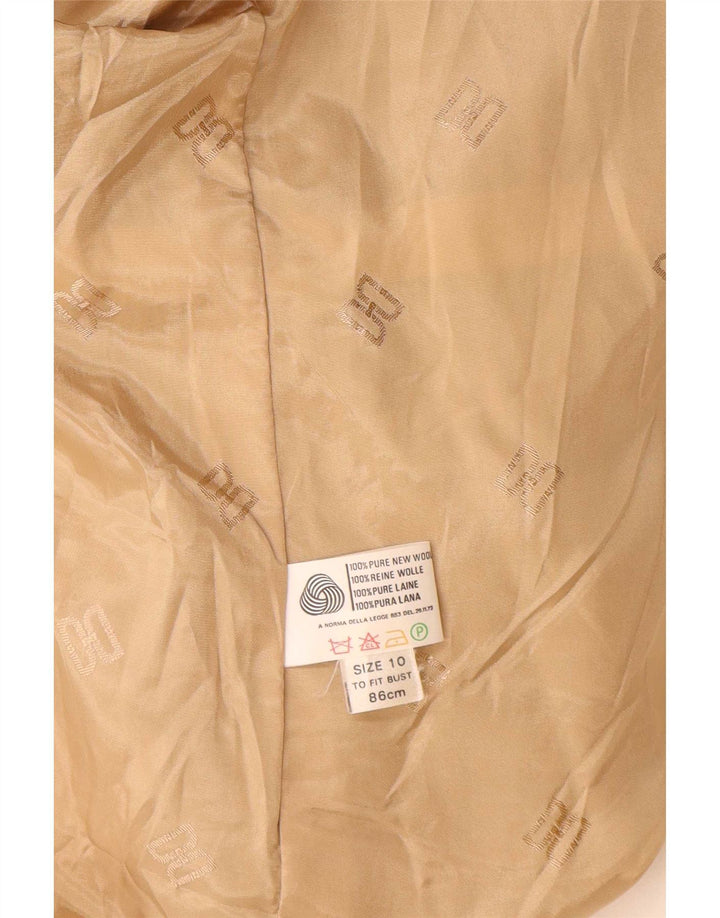 DAKS Veste blazer à 2 boutons coupe ample pour femme UK 10 Petit pied-de-poule beige
