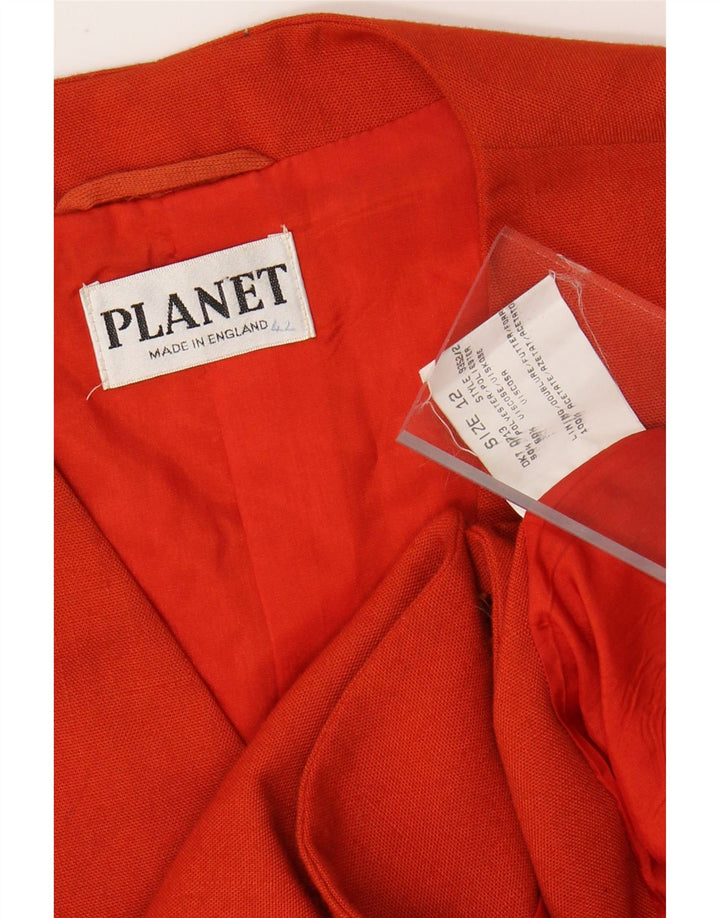 PLANET Veste blazer à 3 boutons pour femme UK 12 Orange moyen Polyester