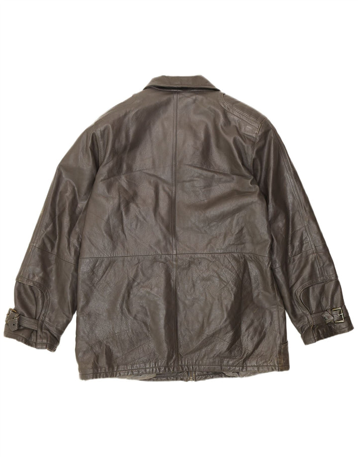 VINTAGE Mens Leather Jacket UK 40 Large Grey
