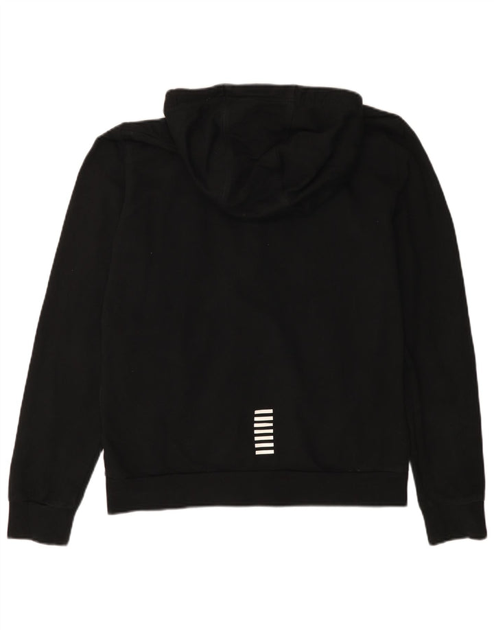 EMPORIO ARMANI Pull à capuche zippé pour femme UK 14 Coton noir moyen