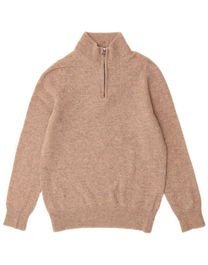 Marks & Spencer Pull à col zippé pour homme Petite laine beige