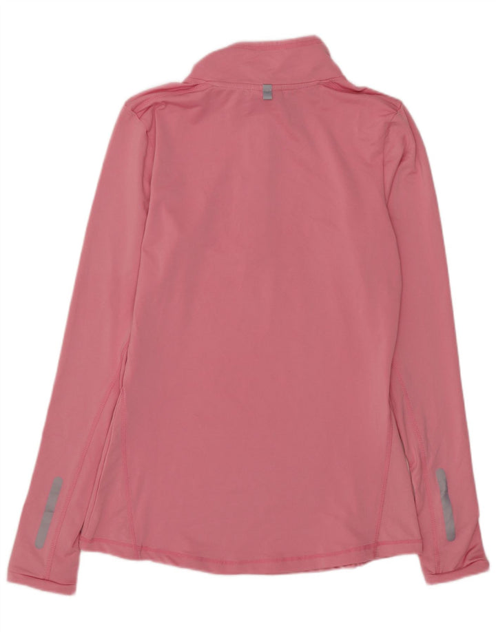 Ellesse Haut à col zippé et manches longues pour femme UK 12 Rose moyen Polyester