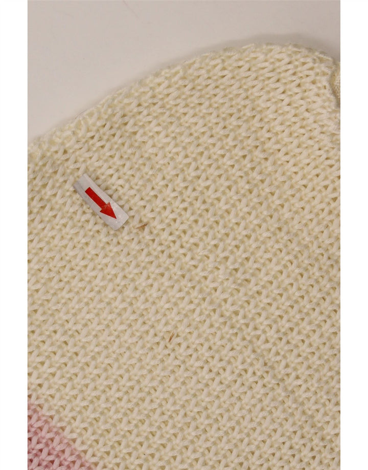 vintage Womens Boat Neck Jumper Sweater UK 14 Grand Off White Rayé