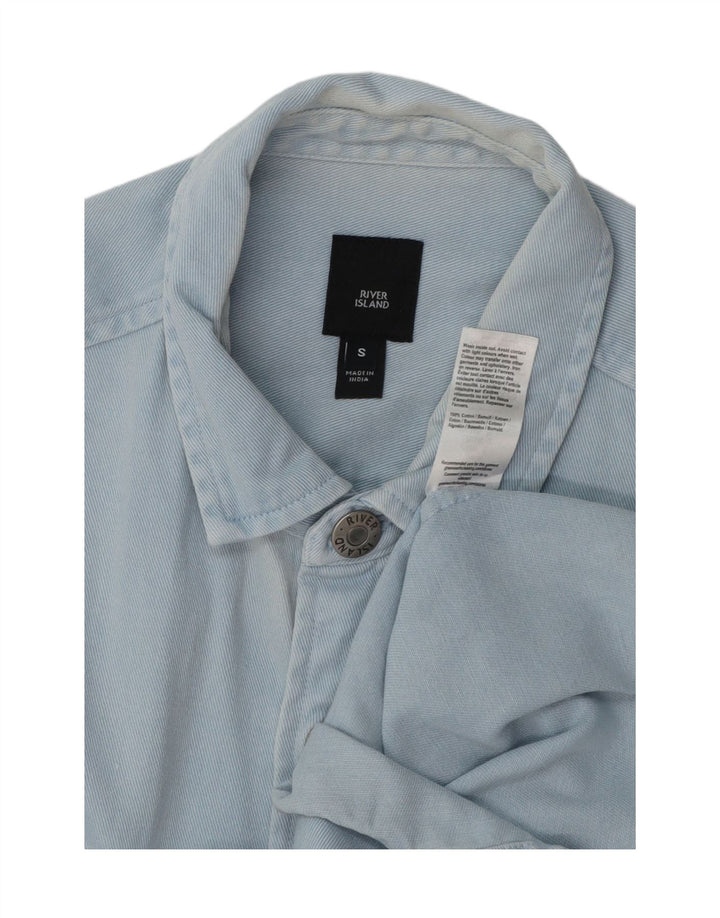 RIVER ISLAND Chemise en Jean Petit Bleu Coton Homme