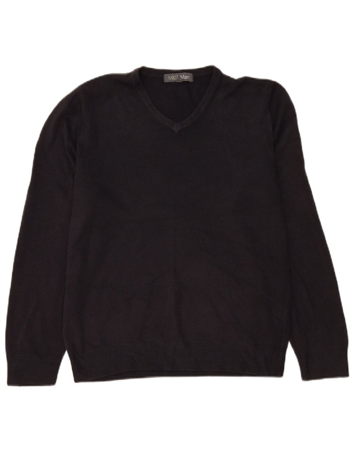 Marks & Spencer Pull col V Homme Bleu Marine Moyen Acrylique