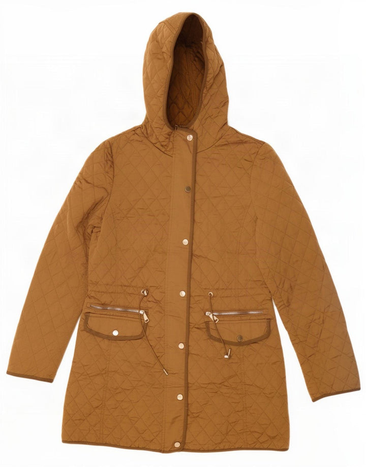 Zara Veste matelassée à capuche pour femme UK 12 Beige moyen