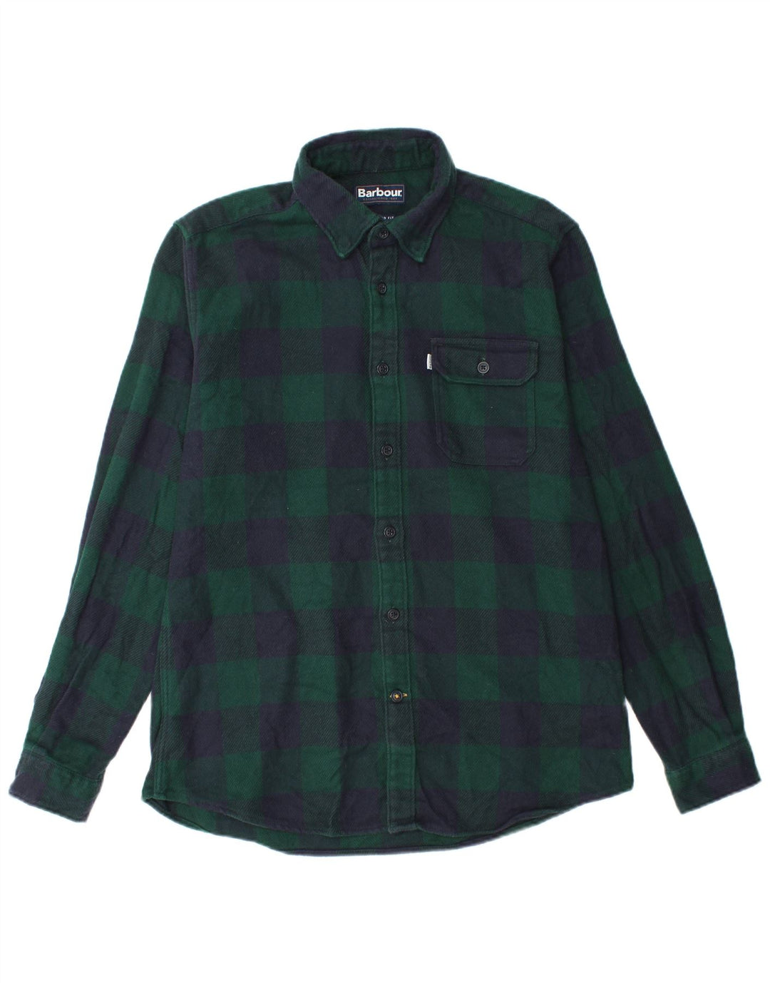 Barbour Chemise en flanelle coupe ajustée pour hommes, grand coton à carreaux vert