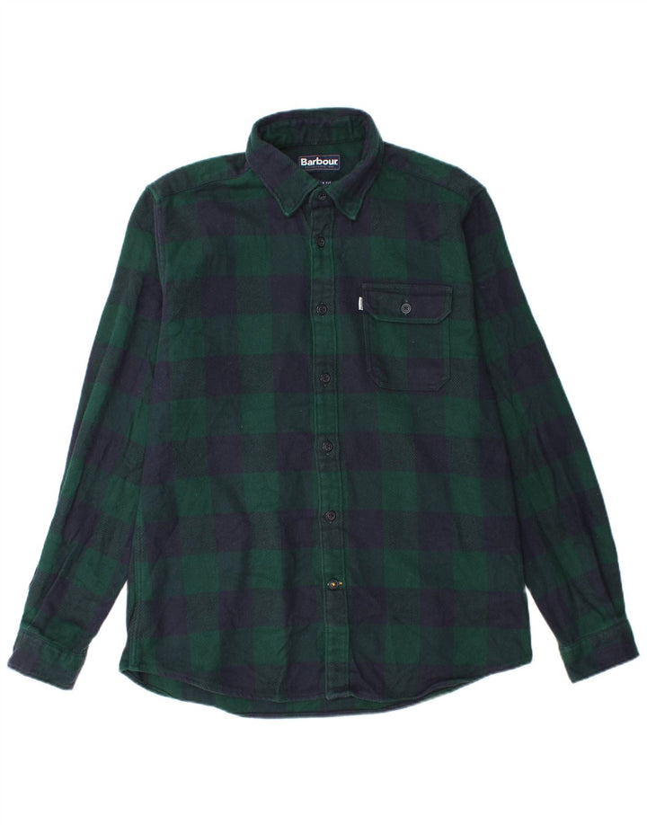 Barbour Chemise en flanelle coupe ajustée pour hommes, grand coton à carreaux vert