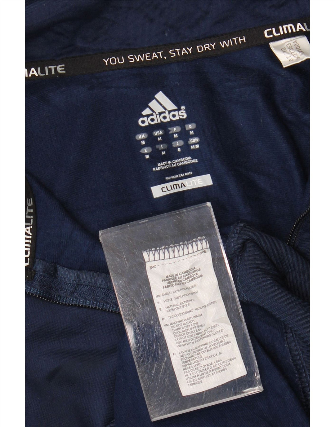 Adidas Homme Climalite Survêtement Top Veste Bleu Marine Moyen Polyester