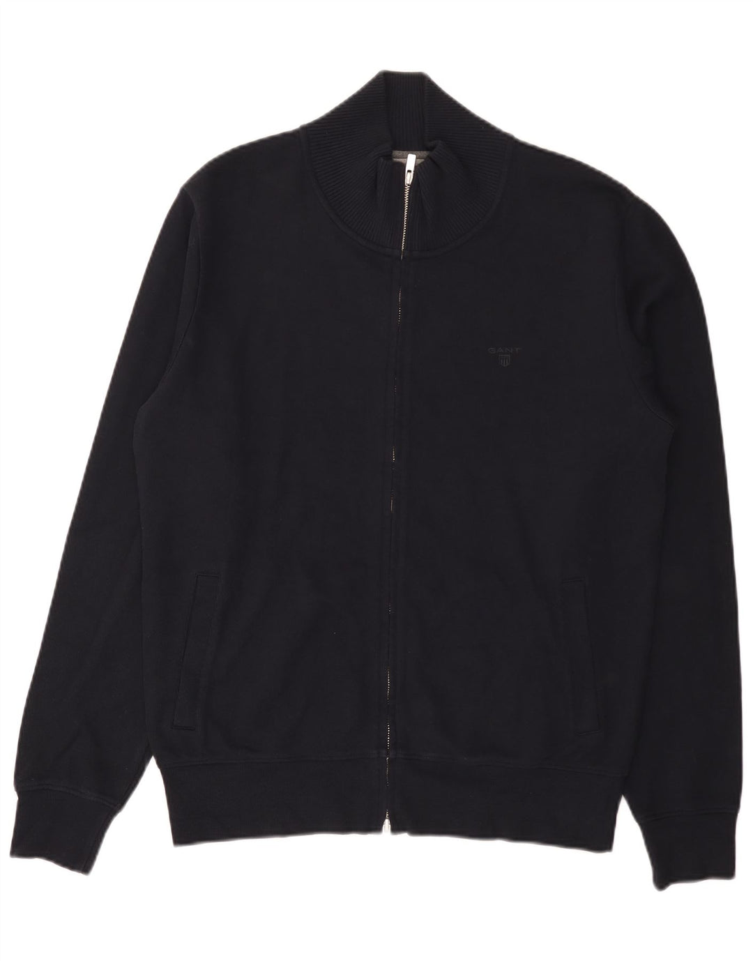 Gant Cardigan entièrement zippé pour homme en coton bleu marine Taille L