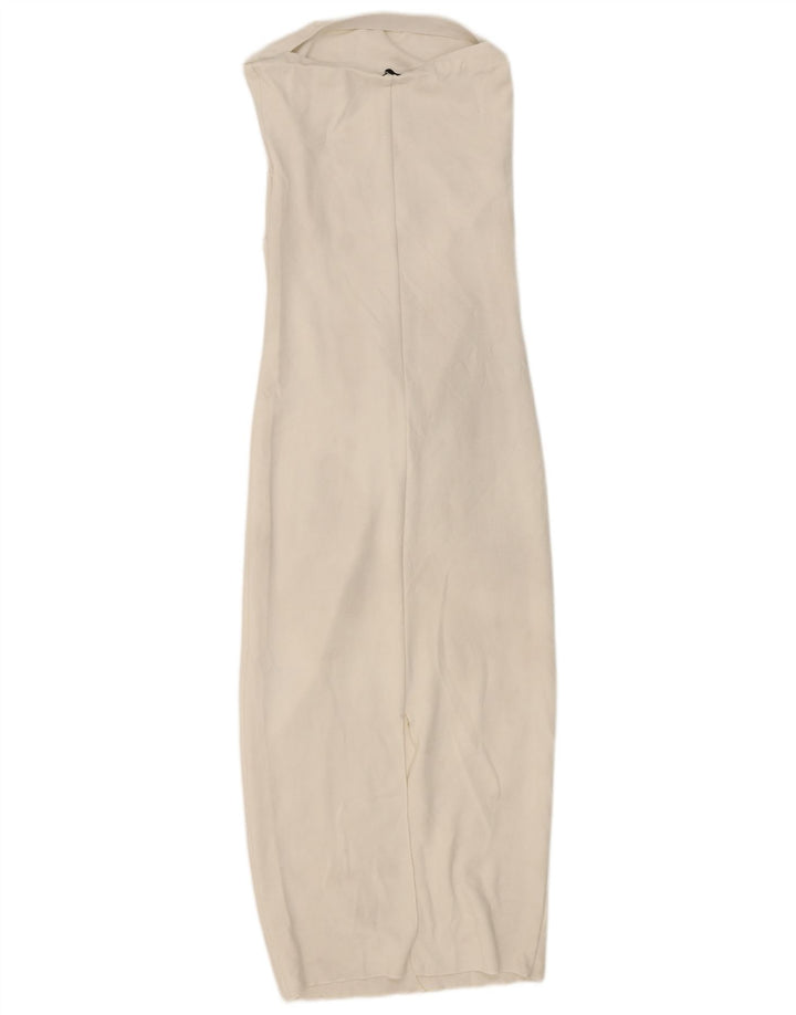 Zara Robe moulante sans bretelles découpée pour femme UK 12 Blanc moyen