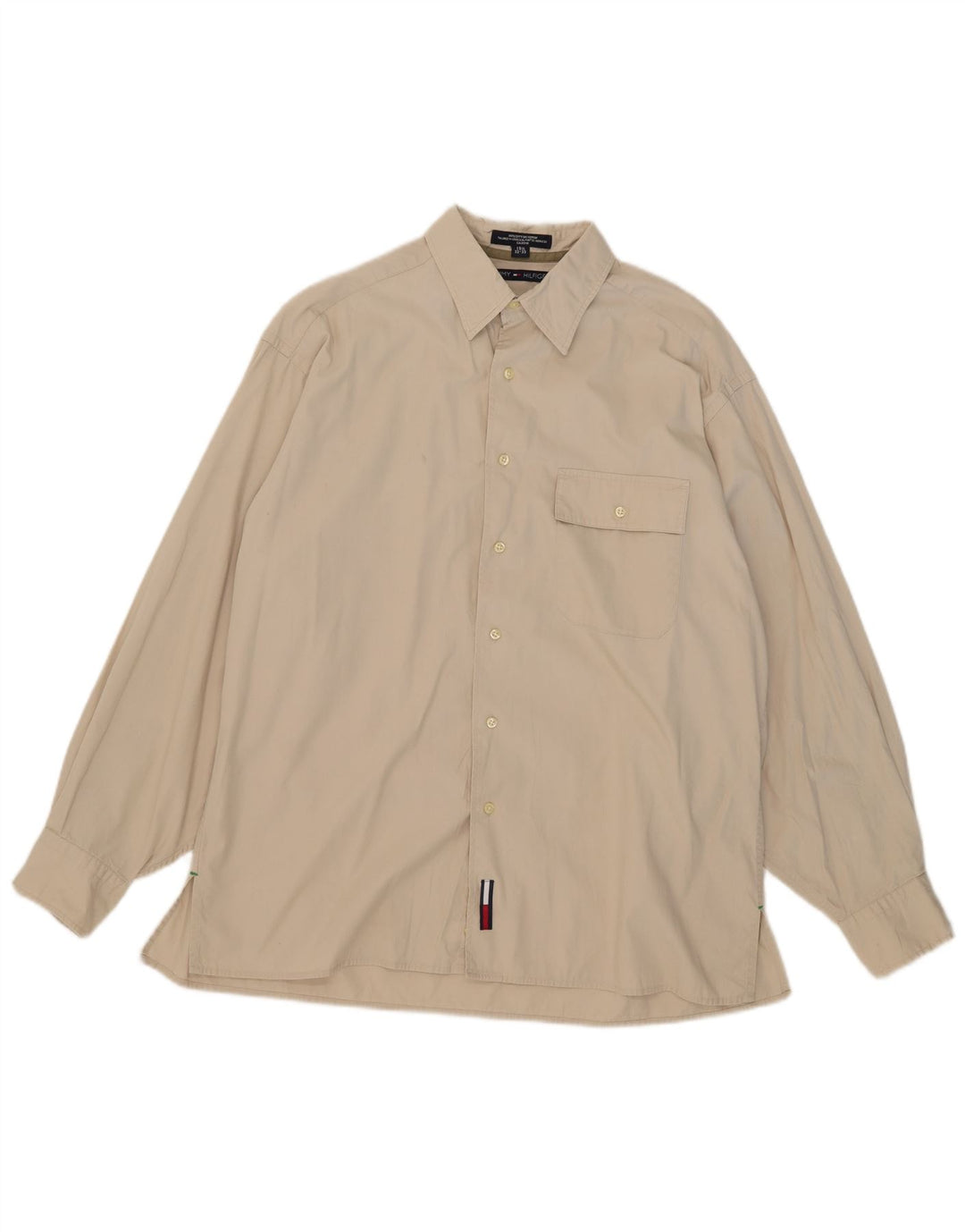 Tommy Hilfiger Chemise Homme Taille 15 1/2 Coton Beige Moyen