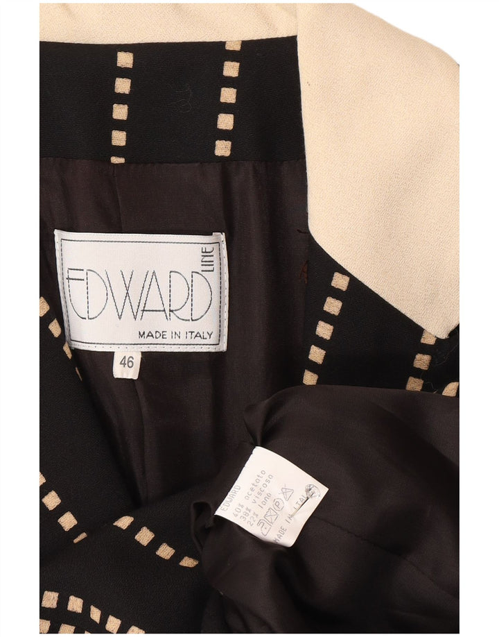Edward Veste blazer longue à 3 boutons pour femme IT 46 Large Noir Rayé