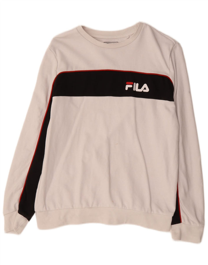 Fila Sweat-shirt graphique pour homme, petit, blanc, colour block