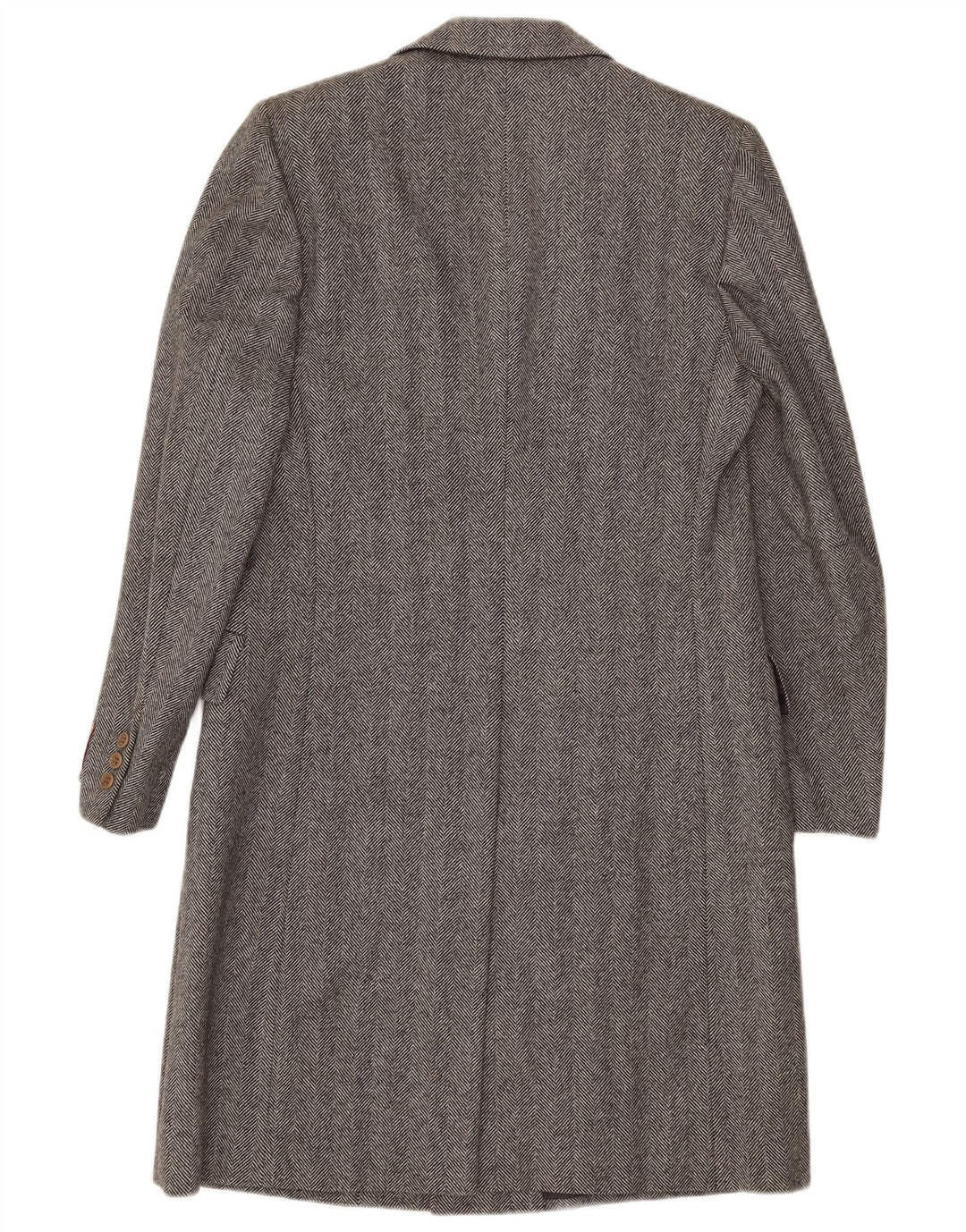 vintage Mens Overcoat IT 48 Laine à chevrons gris moyen