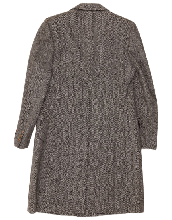 Vintage Mens Overcoat IT 48 Medium Grey Herringbone Wool