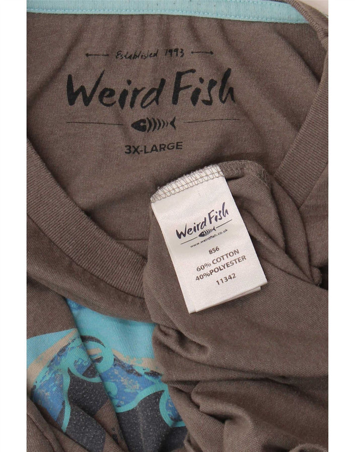 Weird Fish T-Shirt graphique homme haut 3XL gris coton