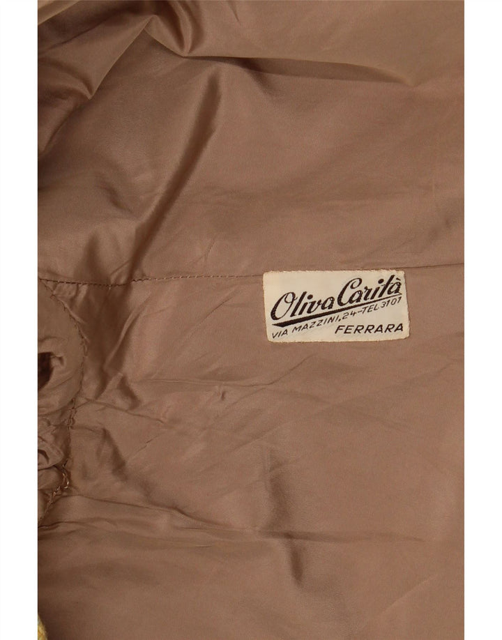 vintage Femmes Double Breasted Coat UK 14 Pied-de-poule jaune moyen