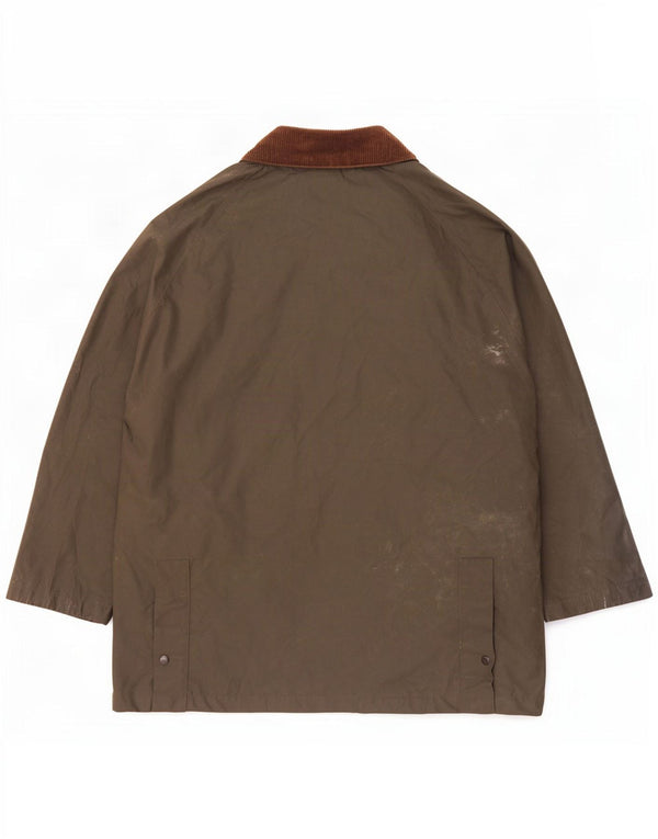 Brugi Veste en coton ciré pour homme UK 40 Large Kaki Colourblock
